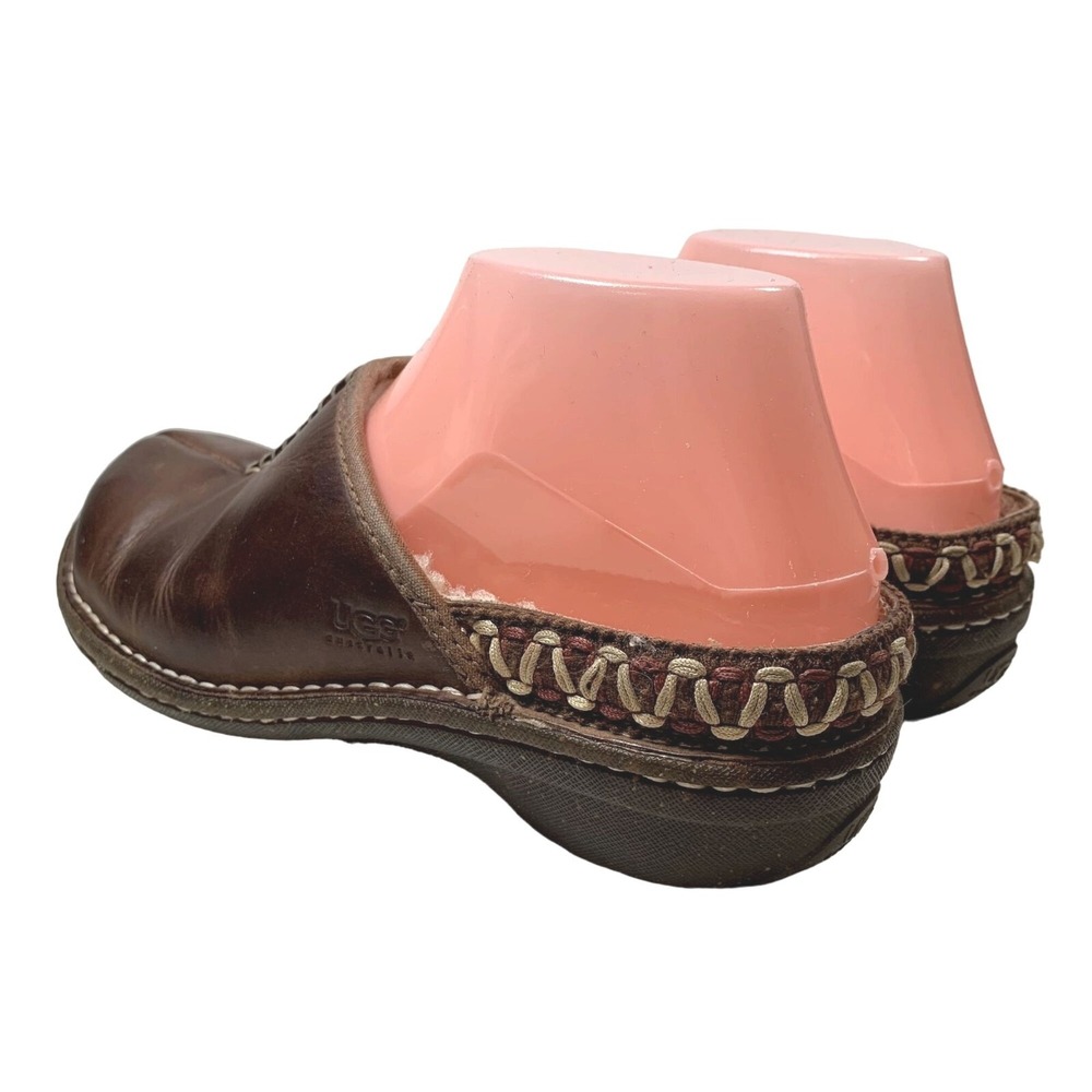 UGG Kohala Clogs Womens Size 7 Brown Leather Shearling Lined Slip On Mules - Picture 13 of 16